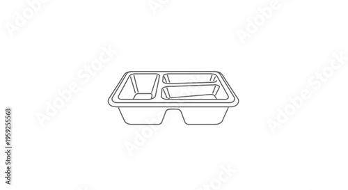 Empty Divided Food Tray Container Outline Icon