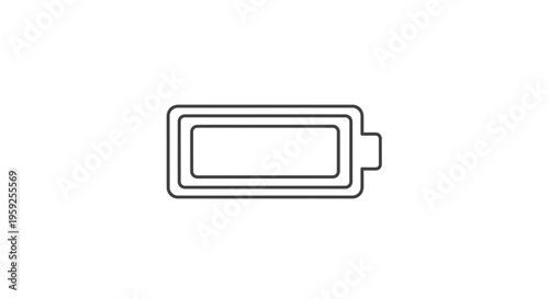 Empty Battery Icon Outline, Low Power Symbol, Energy Level Indicator