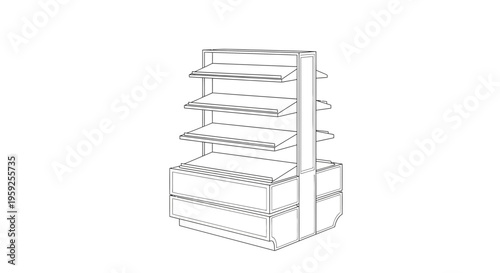 Empty retail display shelf unit, retail store fixture, product showcase, merchandising equipment