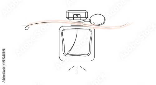Elegant Perfume Bottle with Scent Trail - Minimalist Line Art Illustration