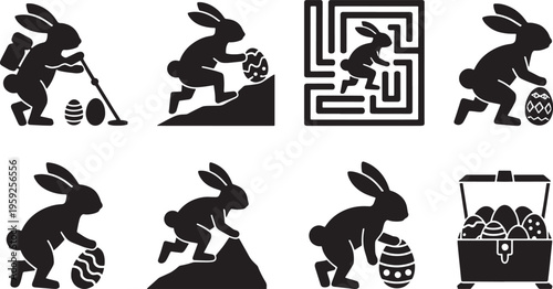 Easter day fun with easter bunny silhouettes on easter sunday morning