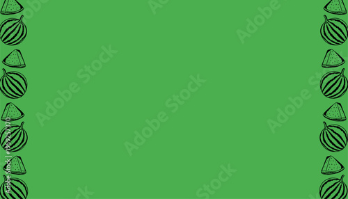 Watermelon background pattern. Handdrawn fruit repeat background. Slice outline minimal style. Summer food texture design. Fresh wrapping surface.