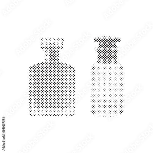 Professional Perfume Bottle Graphics in Monochrome Halftone Vector Art
