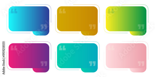 Set of Six Colorful Gradient Quote Box Templates for Social Media, Testimonials, and Presentation Layouts