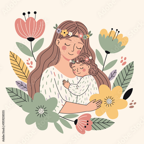 Mother holding baby close lovingly sweet.