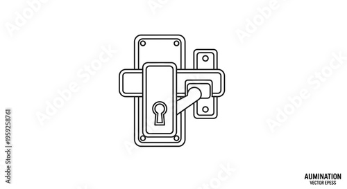 Door Handle Lock Icon Vector Illustration - Security and Access Concept