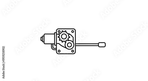 Electric Motor Gearbox Mechanism with Lever - Technical Drawing