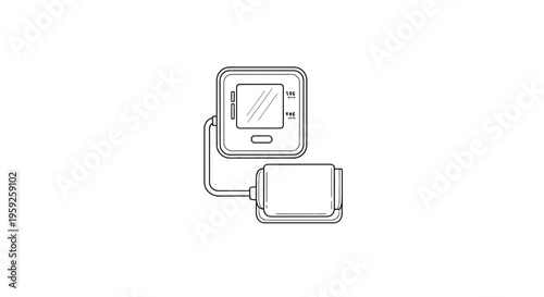 Digital Blood Pressure Monitor Device with Cuff and Screen - Medical Equipment Icon