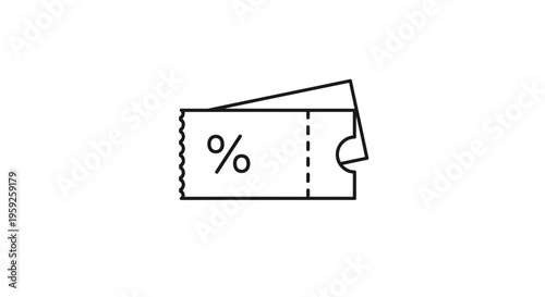 Discount coupon icon, percentage symbol, sale offer, marketing promotion, retail deal, shopping savings