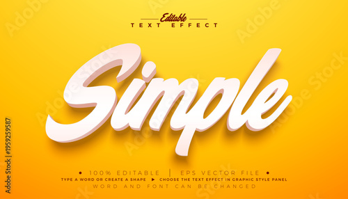 Simple Text Effect Design Editable and Scalable Vector Graphic Style Effect with Shadow and White 3D Typography Lettering on Yellow Background. Premium Illustration Template for Greeting Card, Flyer