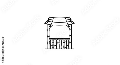 Minimalist Bamboo Gazebo Outline Icon