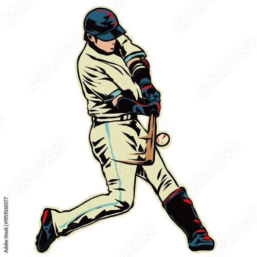 comic vintage baseball batter