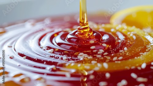 Honey Pouring - A Close-Up View of Sweetness and Texture.