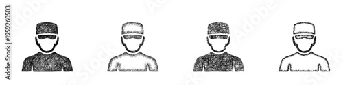 Sketch surgeon icon design set
