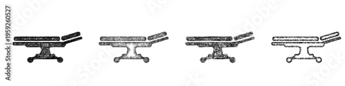Sketch surgical table icon design set