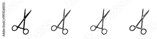 Sketch surgical scissors icon design set