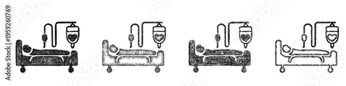 Sketch recovery room icon design set