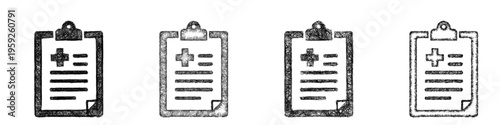 Sketch medical report icon design set