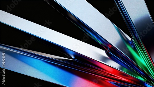 Modern abstract shiny shapes with bright color gradients on dark background, noisy texture, banner, backdrop design