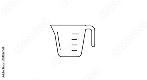 Measuring Cup Icon Outline Vector Illustration - Kitchenware and Cooking Tool