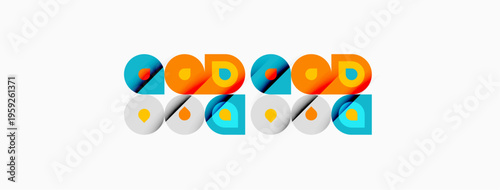 Colorful overlapping circles create abstract pattern. Geometric shapes form playful design, vibrant hues present.