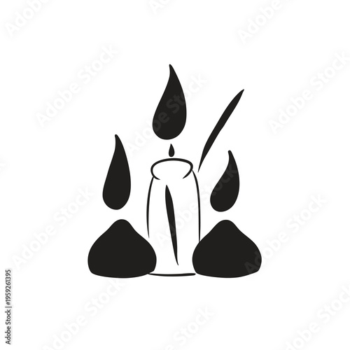 Group of stylized candle flames burning spiritual or festive illustration.