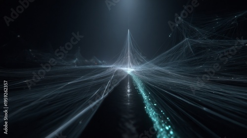 In a mesmerizing digital realm, luminous lines stretch and weave together, creating a stunning visual experience. The atmosphere is filled with a sense of wonder and exploration, inviting curiosity