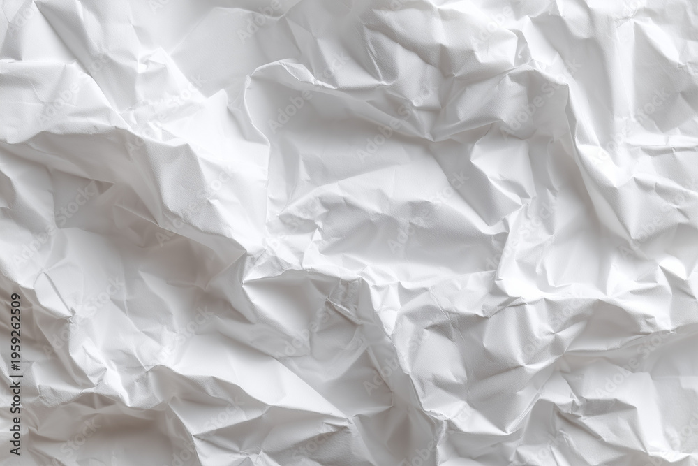 Fototapeta premium white crumpled paper sheet isolated on a white background, top view.