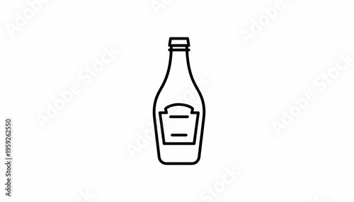 Ketchup Bottle Icon, Condiment Squeeze Bottle Outline, Food Vector Graphic