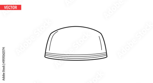 Kippah Icon, Jewish Head Covering, Traditional Religious Symbol, Vector Outline