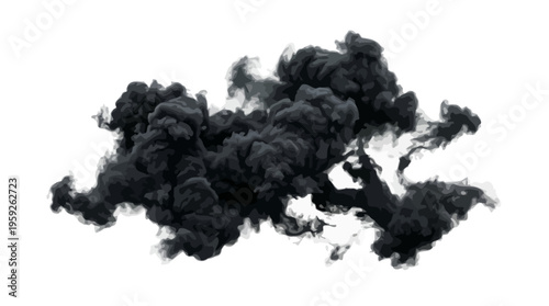 Dark Voluminous Smoke Cloud Rising for Industrial or Environmental Concept