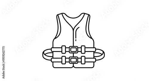 Life Vest Icon Outline - Safety Equipment for Water Sports and Boating