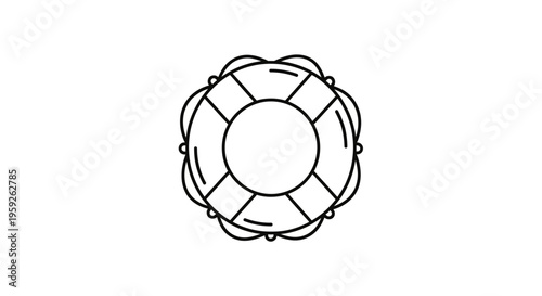 Lifebuoy Icon, Safety Ring, Rescue Equipment, Nautical Symbol, Simple Line Art