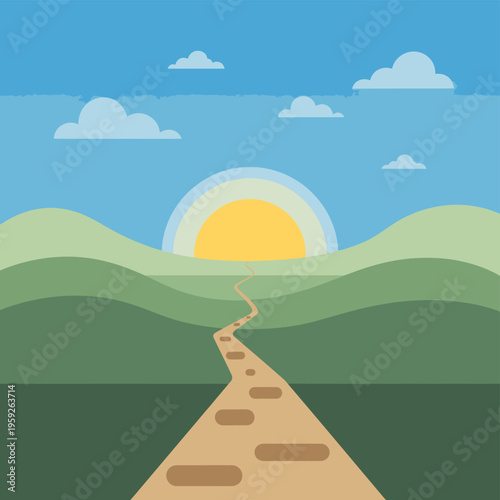 Road to the sunset horizon path.