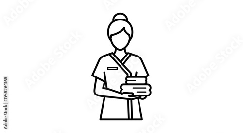 Healthcare Worker Holding Clean Towels Icon