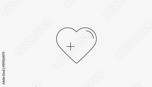 Heart shape with plus sign icon, love, health, medical, care, positive symbol