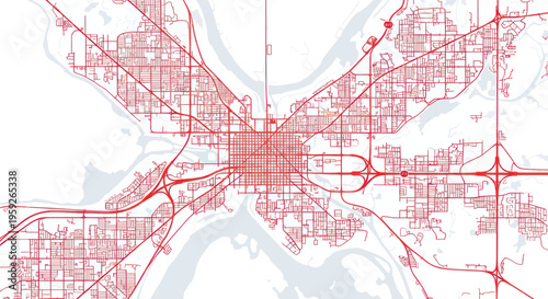 Abstract City Map Network - Aerial View of Urban Grid and Roads