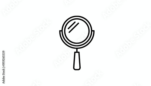 Handheld Mirror Icon Vector Illustration, Simple Black and White Line Art Design
