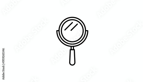 Handheld Mirror Icon, Simple Black Outline, Isolated on White Background