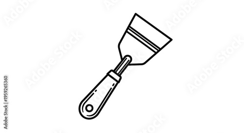 Handheld Scraper Tool Icon, Simple Outline Drawing