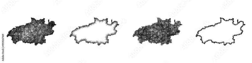 Fototapeta premium Sketch Ivanovo outline map design set