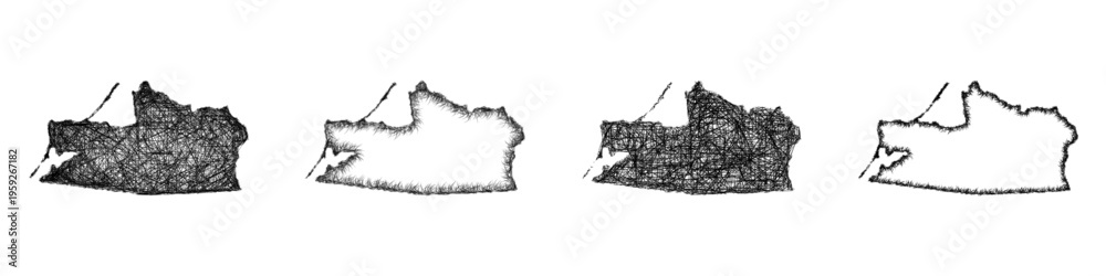 Obraz premium Sketch Kaliningrad outline map design set