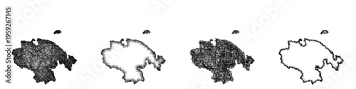 Sketch Chukot outline map design set