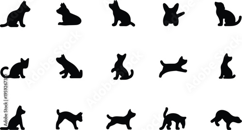 Pets Silhouette Icon Collection Set