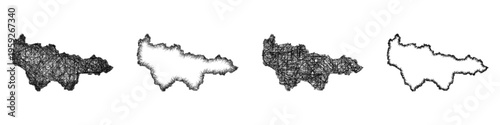 Sketch Khanty-Mansiy outline map design set