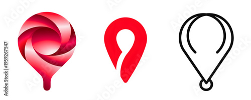 Location pin icon set isolated on transparent background PNG, map marker, navigation, GPS symbol