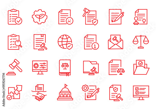 Regulation icon set. Editable line icons. Vector illustration.