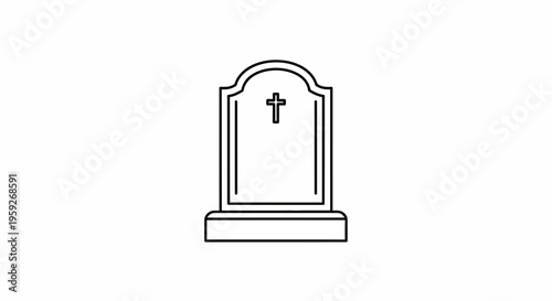 Gravestone with Cross Icon, Funeral, Memorial, RIP, Cemetery, Death, Grief, Mourning, Religious Symbol