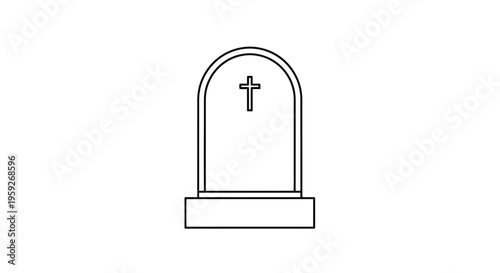 Gravestone with Cross Icon