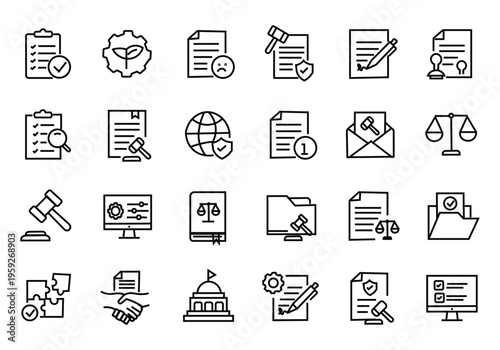 Regulation icon set. Editable line icons. Vector illustration.